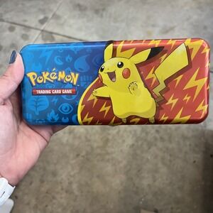 Pokemon Trading Card Game 2023 Metal‎ Tin Pencil Pen Case Trinket Dish 7.5" x 3"